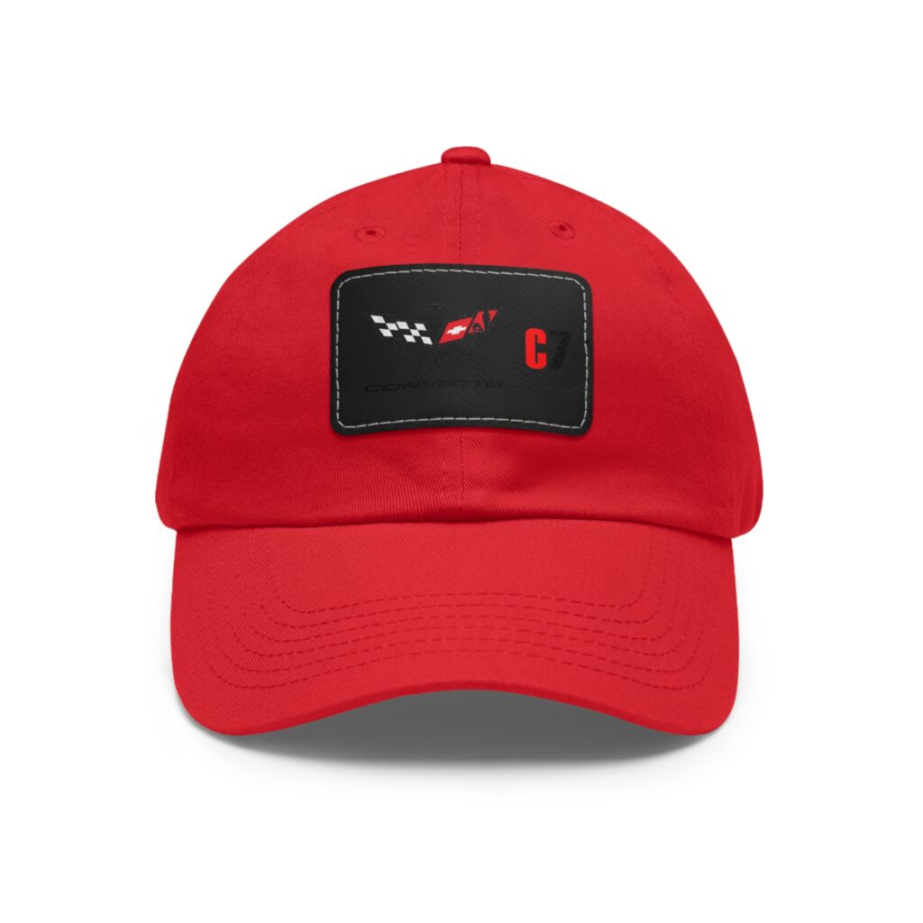Corvette C7, Red, Personalized Hats, Custom Hats, Custom Company Hats, Business, Teams, Event Hats Dad Hat with Leather Patch 3 14679691433502353704 2048 2