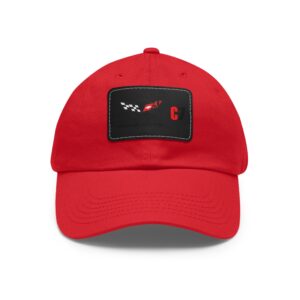 Corvette C7, Red, Personalized Hats, Custom Hats, Custom Company Hats, Business, Teams, Event Hats Dad Hat with Leather Patch