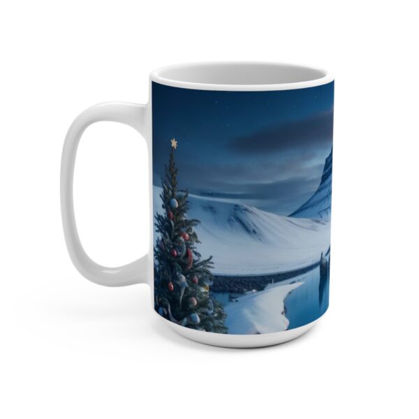 Christmas Merry XMass Coffee Ceramic Mug, Christmas Coffee cap, Christmas Coffee mug, Coffee mug, ceramic mug, Blue White ceramic mug, 15oz - Image 3