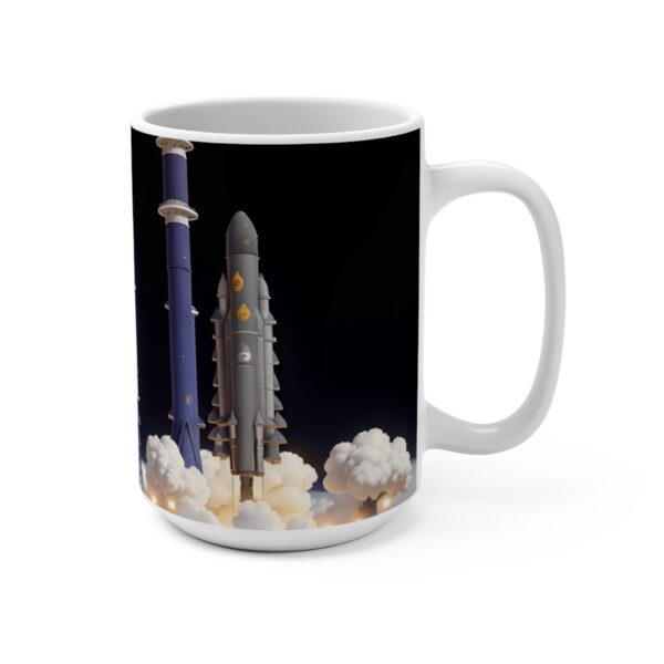 Rocket Coffee Mug, Rocket Coffee Ceramic Mug, Rocket Coffee mug, Rocket Coffee mug, celebration ceramic mug, Rocket White ceramic mug, 15oz - Image 2