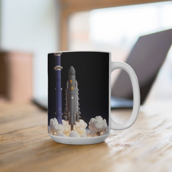 Rocket Coffee Mug, Rocket Coffee Ceramic Mug, Rocket Coffee mug, Rocket Coffee mug, celebration ceramic mug, Rocket White ceramic mug, 15oz - Image 4
