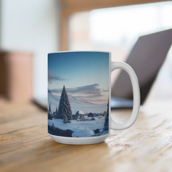 Christmas Merry XMass Coffee Ceramic Mug, Christmas Coffee cap, Christmas Coffee mug, Coffee mug, ceramic mug, Blue White ceramic mug, 15oz - Image 4