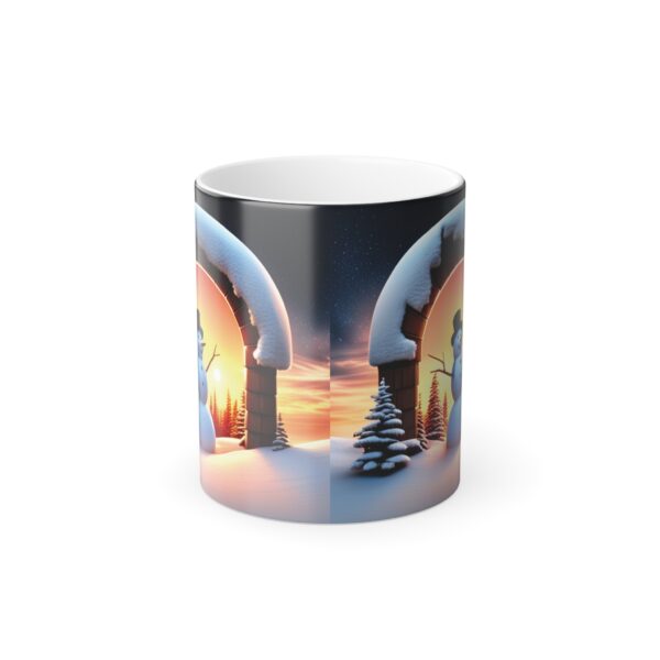 3D Snowman In Snowflakes Color Morphing Mug, Formula 1, ceramic mugs, coffee mugs, office water mugs, hot drink mugs, F1 water Mug, 11oz