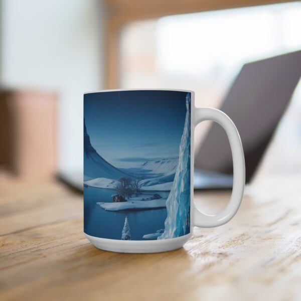 Christmas Merry XMass Coffee Ceramic Mug, Christmas Coffee cap, Christmas Coffee mug, Coffee mug, ceramic mug, Blue White ceramic mug, 15oz - Image 4