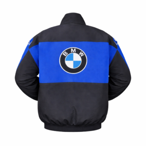 BMW blue black racing jacket back embroidered