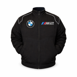 BMW M2 Black With White Piping Racing Jacket | NASCAR Jacket