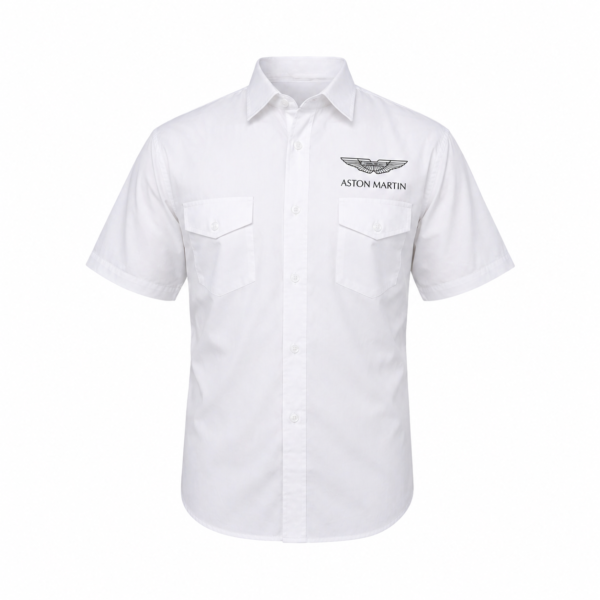 Aston Martin White Crew Shirt Embroidered Logo
