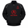Alt Text: Acura black jacket embroidered front logo red