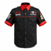 Aprilia racing crew shirt black red full sponsor logos front view motorsport team shirt