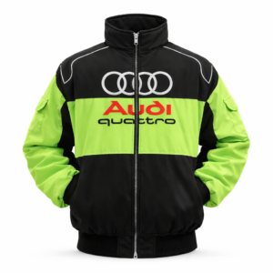 Audi Quattro Black Green Racing Jacket front