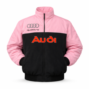 Audi pink black racing jacket front embroidered