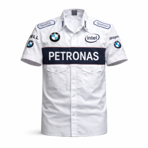 BMW Petronas crew shirt white front embroidered logo racing