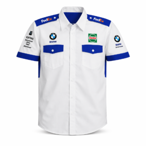 BMW motorsport white crew shirt back embroidered team logo