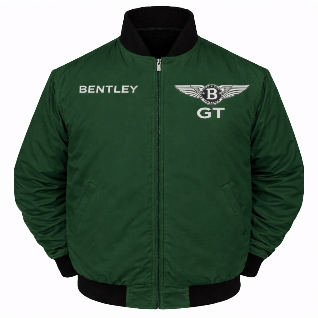 Bentley green GT jacket front embroidered logo motorsport style