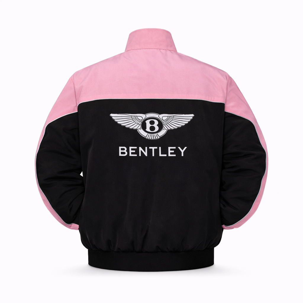 Bentley pink black jacket back wing logo embroidered motorsport style