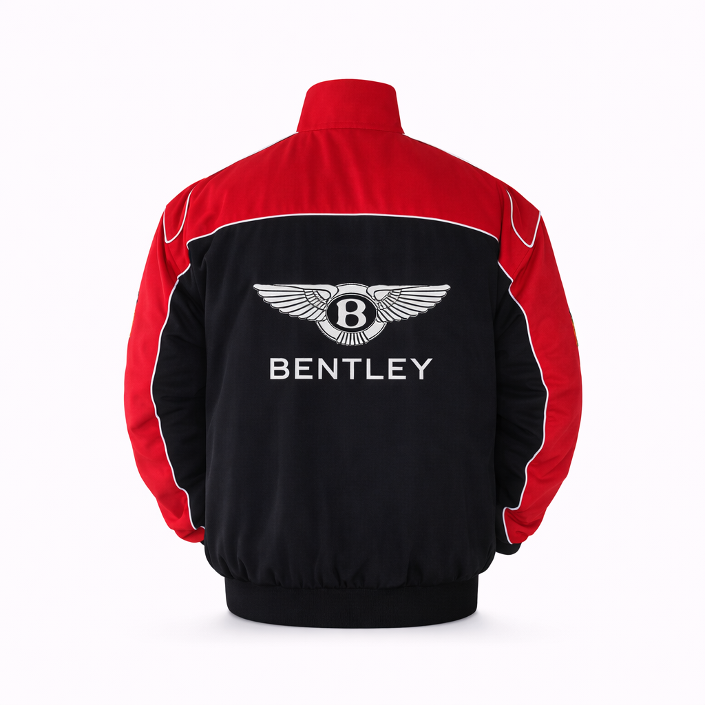 This Bentley red and black jacket combines strong contrast colors with premium embroidery for a motorsport inspired look.