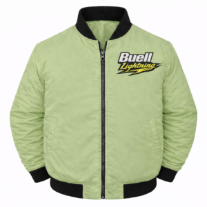 Green Buell Lightning racing jacket front embroidered logo