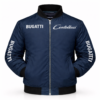 Bugatti navy jacket sleeve text front zip motorsport