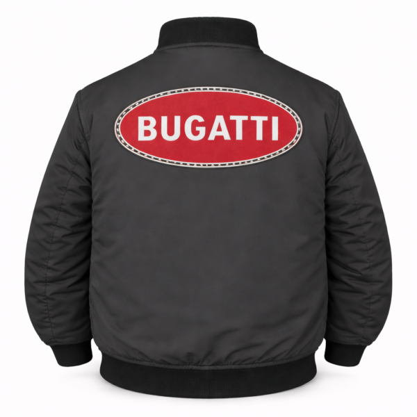 Bugatti dark gray jacket back red oval logo centered