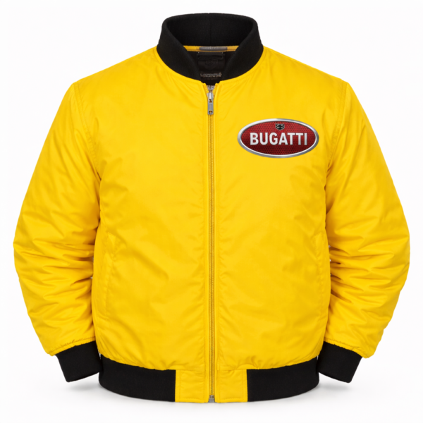 Bugatti Yellow Racing Jacket Premium Embroidered Logo Design