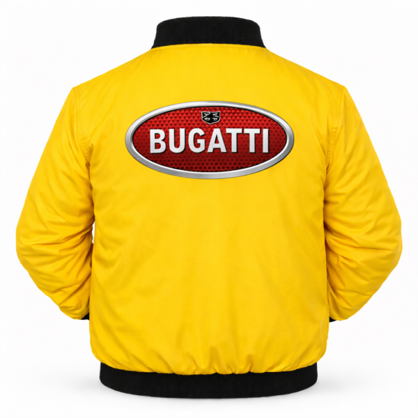 Bugatti yellow jacket oval logo back bold design