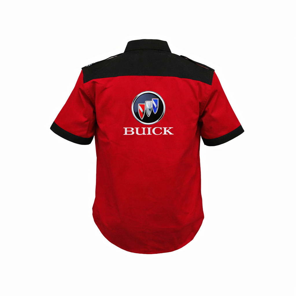 Red Buick embroidered shirt back with large logo