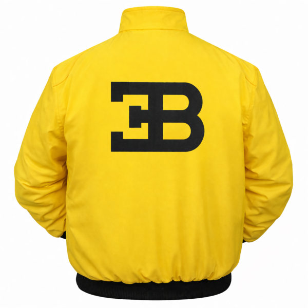 Bugatti yellow jacket EB logo back black graphic