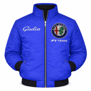 Blue Alfa Romeo jacket with crest logo on chest