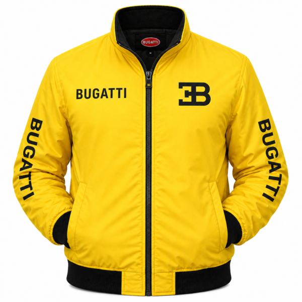 Bugatti Yellow EB Logo Racing Jacket Premium Embroidered Style