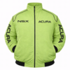 lime green Aprilia racing jacket with embroidered logo front view