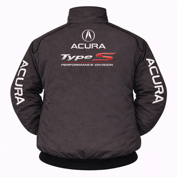Acura ILX black jacket with white sleeve logos and ILX back print