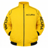 Acura yellow jacket embroidered text logo front