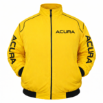 Acura yellow jacket embroidered text logo front