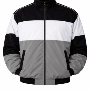 plain-black-white-and-gray-color-block-bomber-jacket