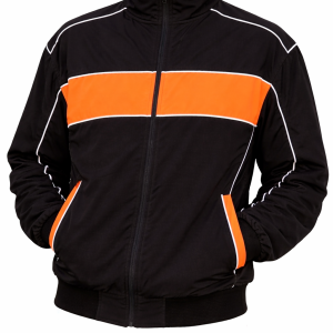 plain-black-and-orange-racing-stripe-bomber-jacket