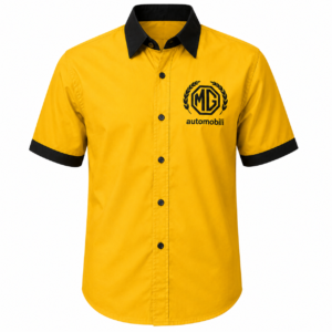 MG Automobili Yellow Pit Crew Shirt Embroidered Motorsport Style