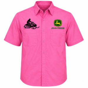John Deere Pink Snowmobile Work Shirt Embroidered Style