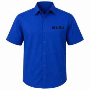 Isuzu Royal Blue Embroidered Button Down Crew Shirt Premium Motorsport Style