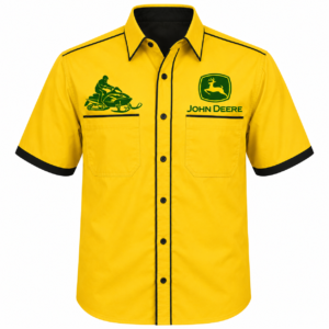 John Deere Yellow Snowmobile Crew Shirt Embroidered Style