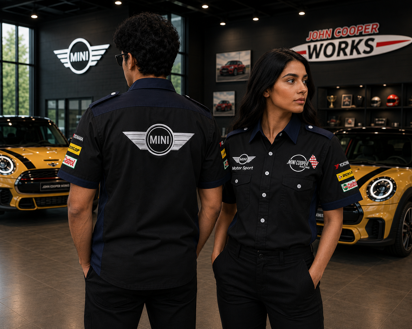 Mini Cooper Navy Black Pit Crew Shirt Embroidered Motorsport Style - Image 3
