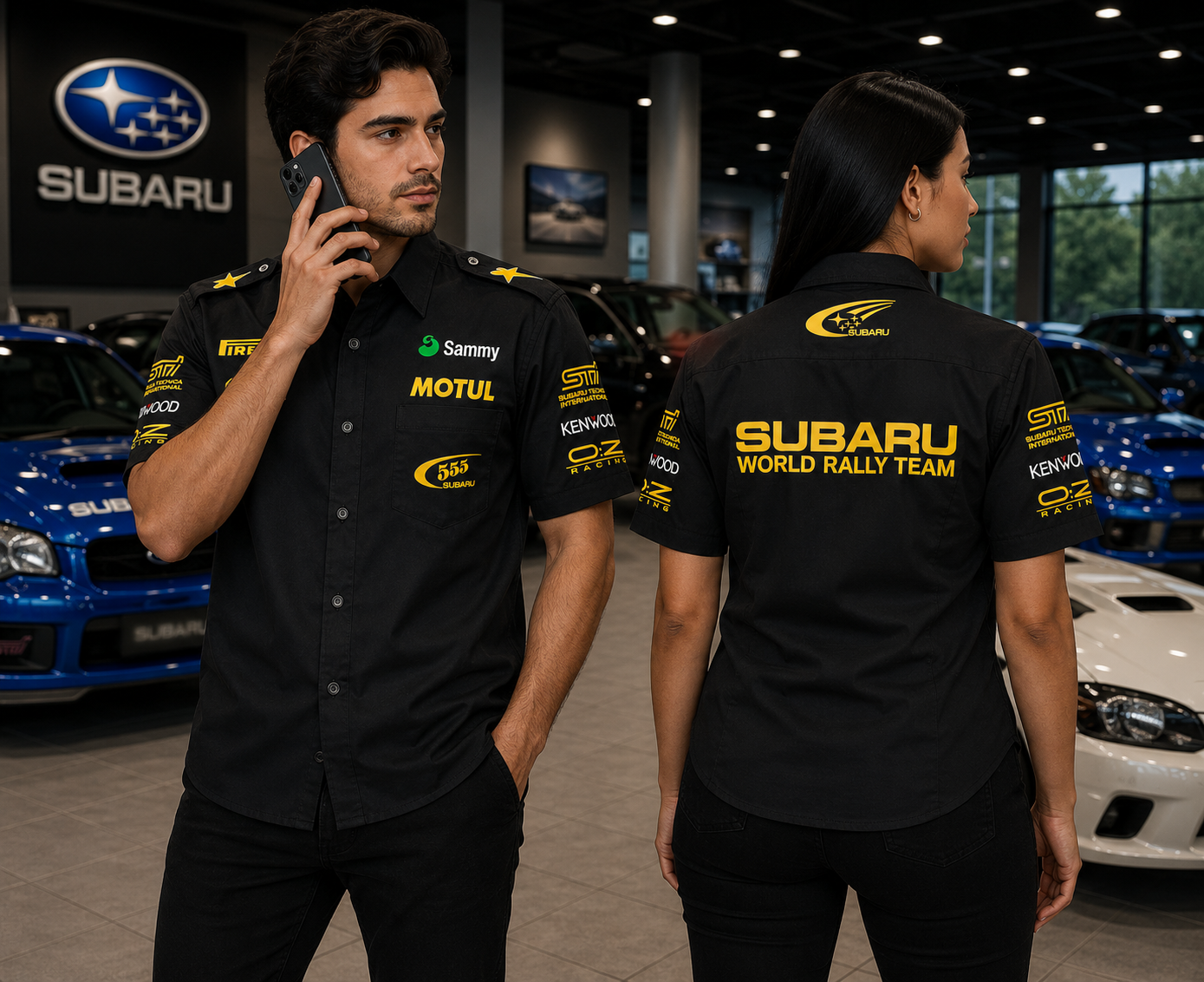 Subaru Motorsport Black Embroidered Racing Crew Shirt - Image 3