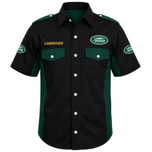 Land Rover Black Green Embroidered Crew Shirt