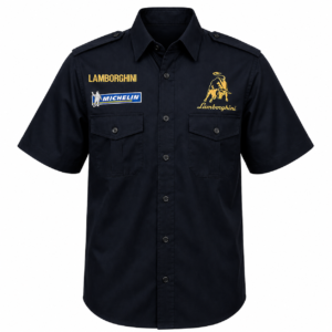 Lamborghini Michelin Black Embroidered Motorsport Crew Shirt