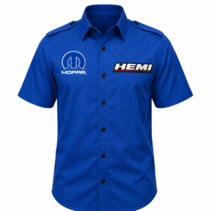 Mopar HEMI Royal Blue Pit Crew Shirt Embroidered Performance Style