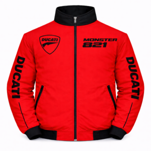 Ducati Monster 821 Red Black Embroidered Motorsport Jacket