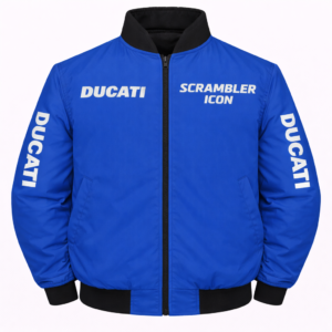Ducati Scrambler Icon Blue Black Embroidered Motorsport Jacket