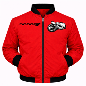 Dodge Challenger Super Bee Red Black Embroidered Motorsport Jacket
