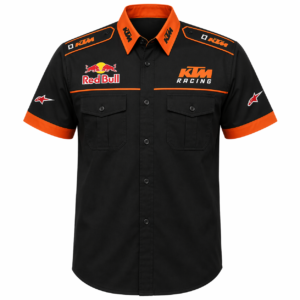 KTM Racing Red Bull Black Orange Embroidered Crew Shirt Motorsport Style