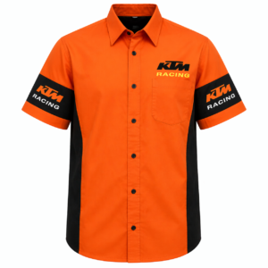KTM Racing Orange Black Embroidered Crew Shirt Premium Motorsport Style