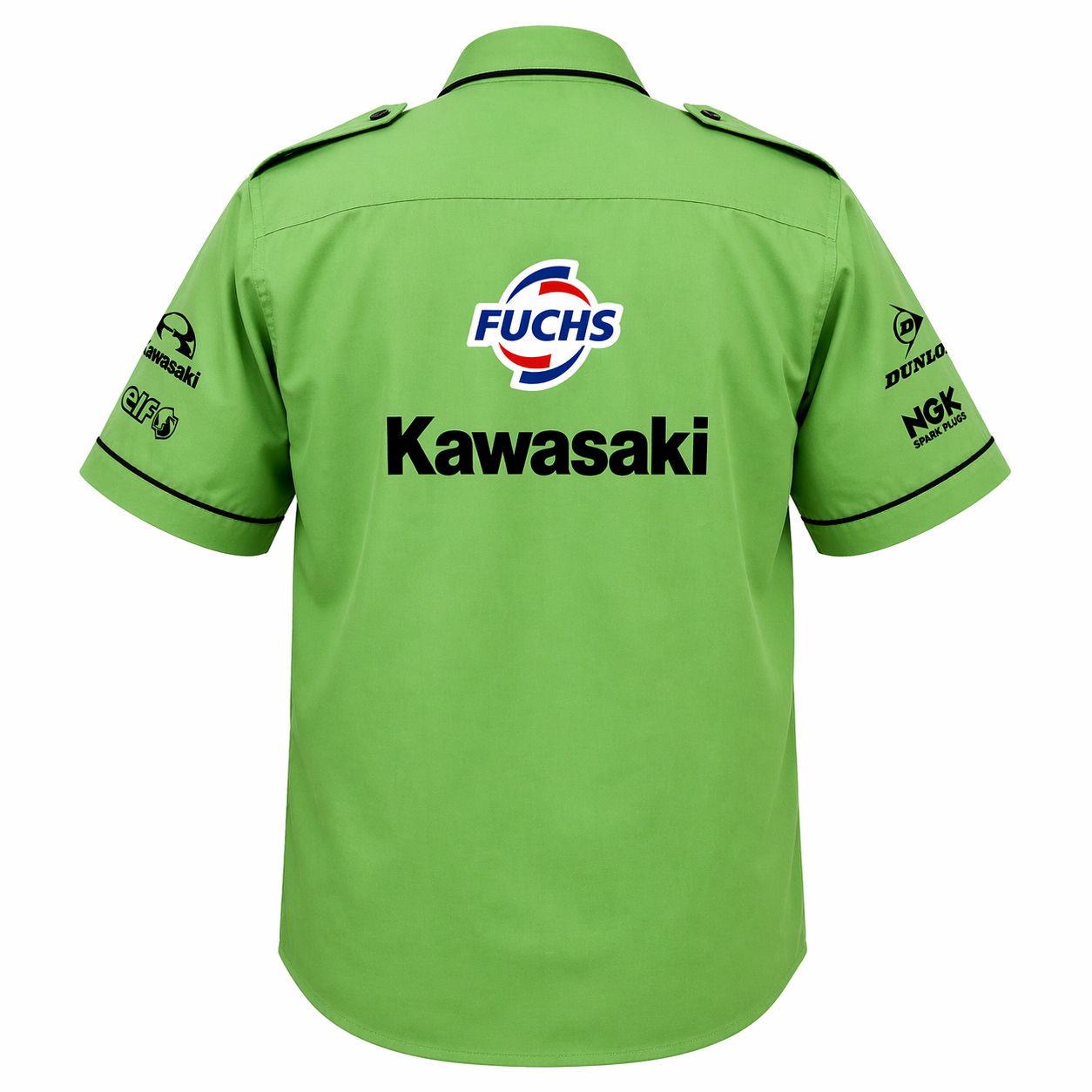 Kawasaki Racing Team Light Green Embroidered Crew Shirt Premium Motorsport Style - Image 2